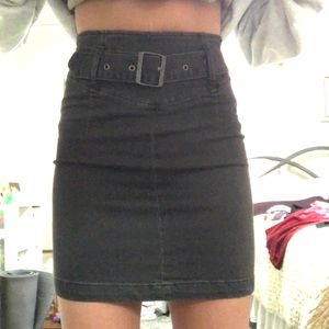 Free People Black Denim Skirt
